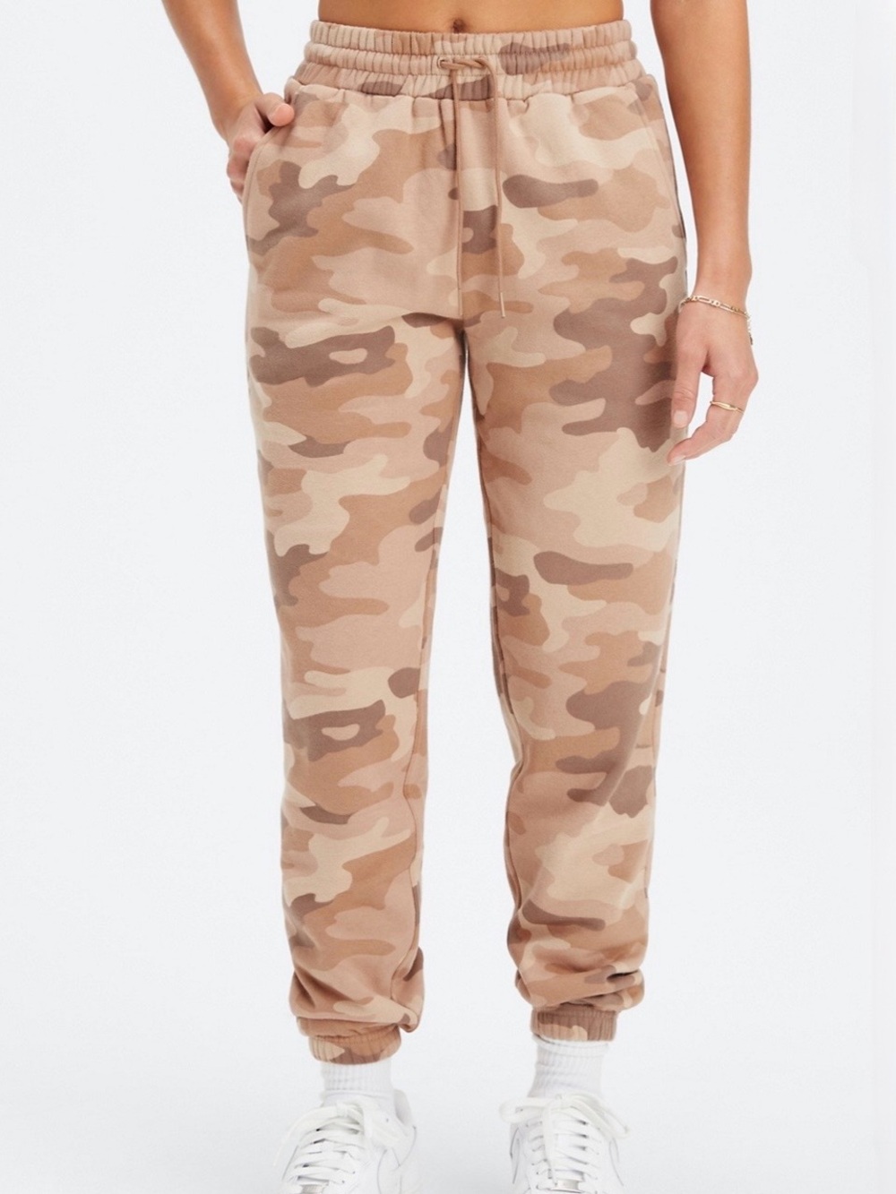 FABLETICS Teddy Large Camo/Latte Forever Fleece Go-To Tracksuit Bottoms Size M
